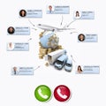 business contacts making a conference call in an international distribution context