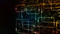 3D Rendering of Digital abstract technology. Colorful computer software flow chart on data science system diagram background Royalty Free Stock Photo