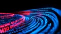 A 3D rendering of a digital binary code matrix background representing scientific technology data, illustrating