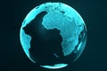 3d rendering digital Earth hologram concept. Technology image of globe blue futuristic color with light rays. Royalty Free Stock Photo