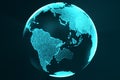 3d rendering digital Earth hologram concept. Technology image of globe blue futuristic color with light rays. Royalty Free Stock Photo