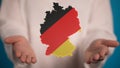 3D rendering of a digital german map and national flag on a blurred background Royalty Free Stock Photo