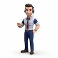 3d Rendering Of Dignified Customer Support Man In Navy With Headset