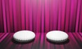 3d rendering display has a shell-like circle, white in color for placing product advertisements. With beautiful pink-purple walls