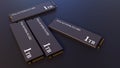 PCIe 4.0 NVMe M.2 SSDs (Solid State Drives) with a storage capacity of 1 TB. Royalty Free Stock Photo
