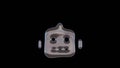 3D rendering of distorted transparent soap bubble in shape of symbol of robot isolated on black background Royalty Free Stock Photo