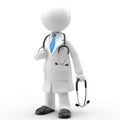 Friendly 3D Cartoon Doctor Holding Stethoscope, Healthcare Concept Royalty Free Stock Photo