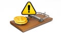 3D rendering of dollar coins as bait in a mousetrap, money trap, greedy, financial risk management, money investment, personal