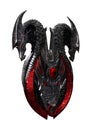 3D Rendering Dragon Shield on White