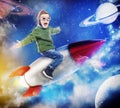 3D Rendering dreaming of flying in space