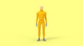 3D rendering of a dummy mannequin isolated in studio yellow