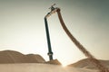 3d rendering of dune landscape with sand flowing spigot. Concept of water shortage Royalty Free Stock Photo