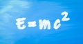 3d rendering e=MC2 cloud text in blue sky