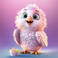 Super Cute Pixar Style Eagle Holding Corn In Vole Tale Story