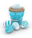 3d rendering of Easter eggs with decorative bucket Royalty Free Stock Photo