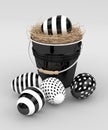 3d rendering of Easter eggs with decorative bucket Royalty Free Stock Photo