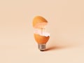 3D rendering of egg shaped light bulb against beige background Royalty Free Stock Photo
