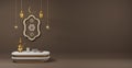 3d rendering Eid al adha or ramadan post with Iftar food on the podium display Royalty Free Stock Photo