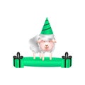 3d rendering eid al adha sheep on podium with gift box design