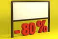 3d rendering of Eighty Percent, yellow background and blank announcement.