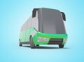 3d rendering electric car minibus green front view isolated on blue background with shadow