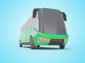 3d rendering electric car minibus green front view isolated on blue background with shadow Royalty Free Stock Photo