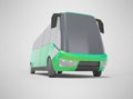 3d rendering electric car minibus green front view isolated on gray background with shadow