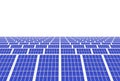 3d rendering. electric energy generator system, solar cells panels field farm industry with clipping path on white background.