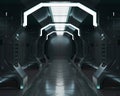 3D rendering elements of this image furnished ,Spaceship white interior ,tunnel,corridor,hallway