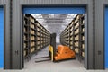 Automatic forklift in warehouse