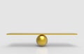 3d rendering. Empty blank golden sphere balance scale on white background.