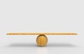 3d rendering. Empty blank wood sphere balance scale on white background.