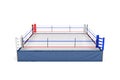 3d rendering of an empty boxing ring in top front view isolated in white background.