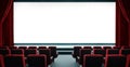 3d rendering empty cinema with white screen Royalty Free Stock Photo