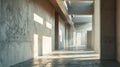 3d rendering of empty corridor interior with light and shadow from window Royalty Free Stock Photo