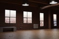 3d rendering of empty studio room with red bricks Royalty Free Stock Photo