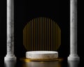 3d rendering empty marble cylinder podium. Royalty Free Stock Photo