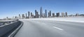 3D rendering empty road with cityscape background Royalty Free Stock Photo