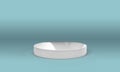 3D rendering of empty space for product display. round pedestal, azure background Royalty Free Stock Photo