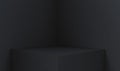 3D rendering of empty space for product display. square pedestal, dark background Royalty Free Stock Photo