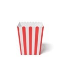 3d rendering of a empty square striped popcorn bucket in white background. Royalty Free Stock Photo