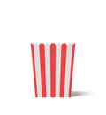 3d rendering of a empty square striped popcorn bucket in white background. Royalty Free Stock Photo