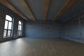 3d rendering of empty studio loft with white bricks