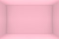 3d rendering. empty Sweet Pink color rectangle cube box corner wall background.