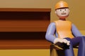 3D rendering engineer characters superviser Royalty Free Stock Photo