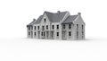 3d rendering of an english model country house mansion manor in white background Royalty Free Stock Photo