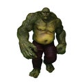 3D rendering of an enormous green ogre walking