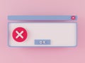 3d rendering error pop up window. Royalty Free Stock Photo