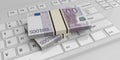 3d rendering euro banknotes stacks on a keyboard Royalty Free Stock Photo