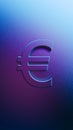 3d rendering of Euro sign on a vertical purple background